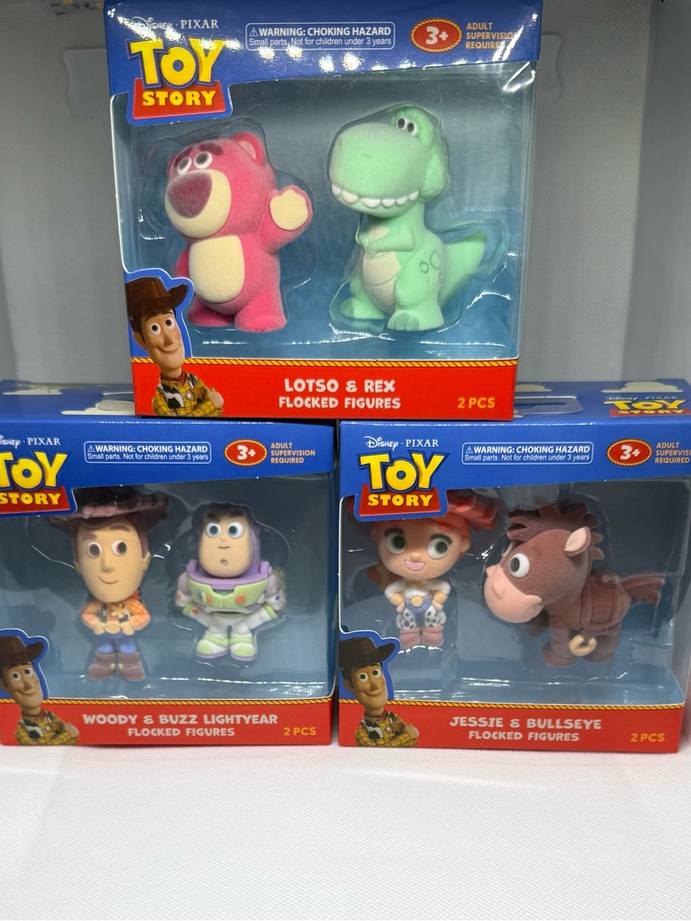 Toy Story Flocked Figure COMPLETE Set 6 Woody Buzz Jessie Lotso Rex Bullseye NEW